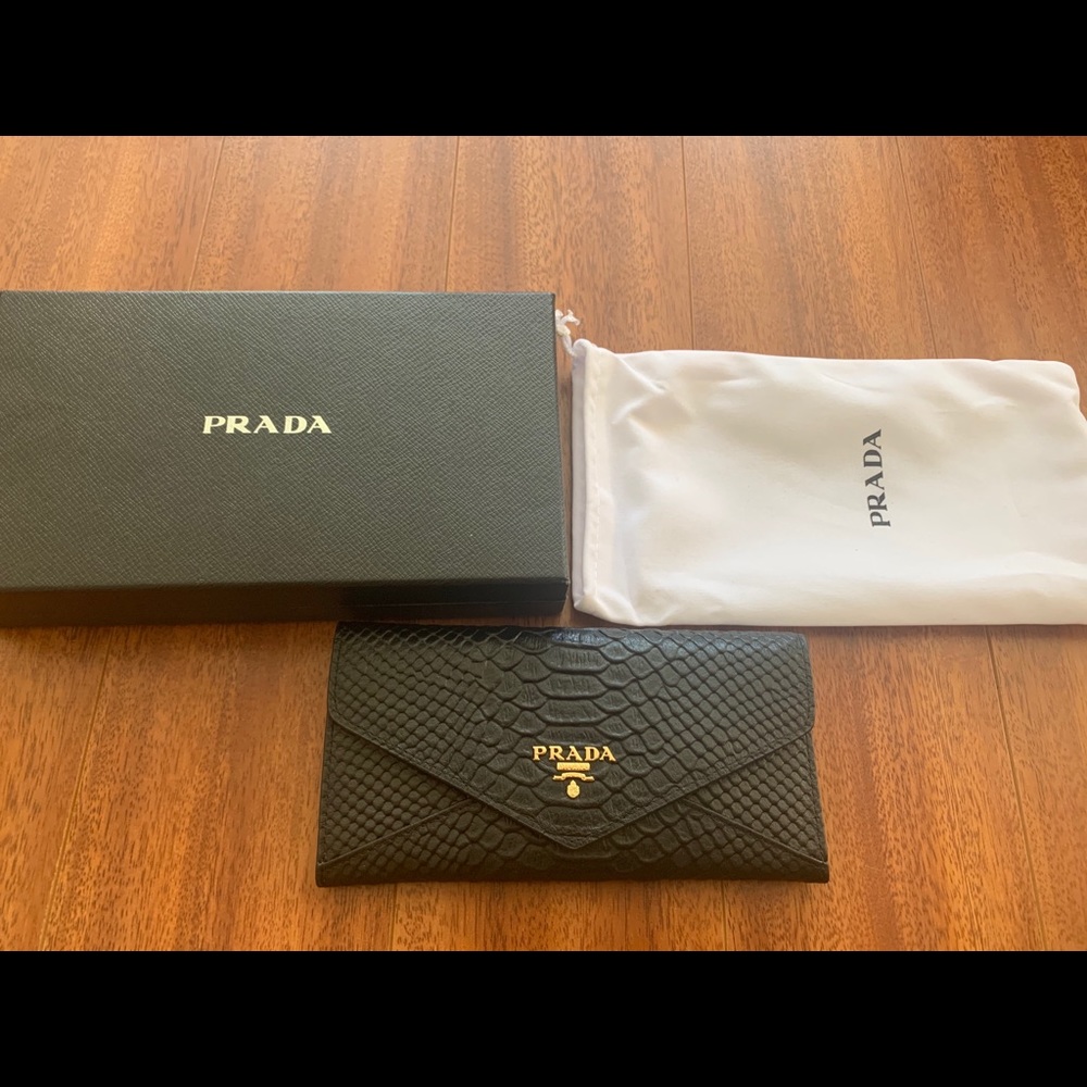 Prada Black Croc Leather Wallet